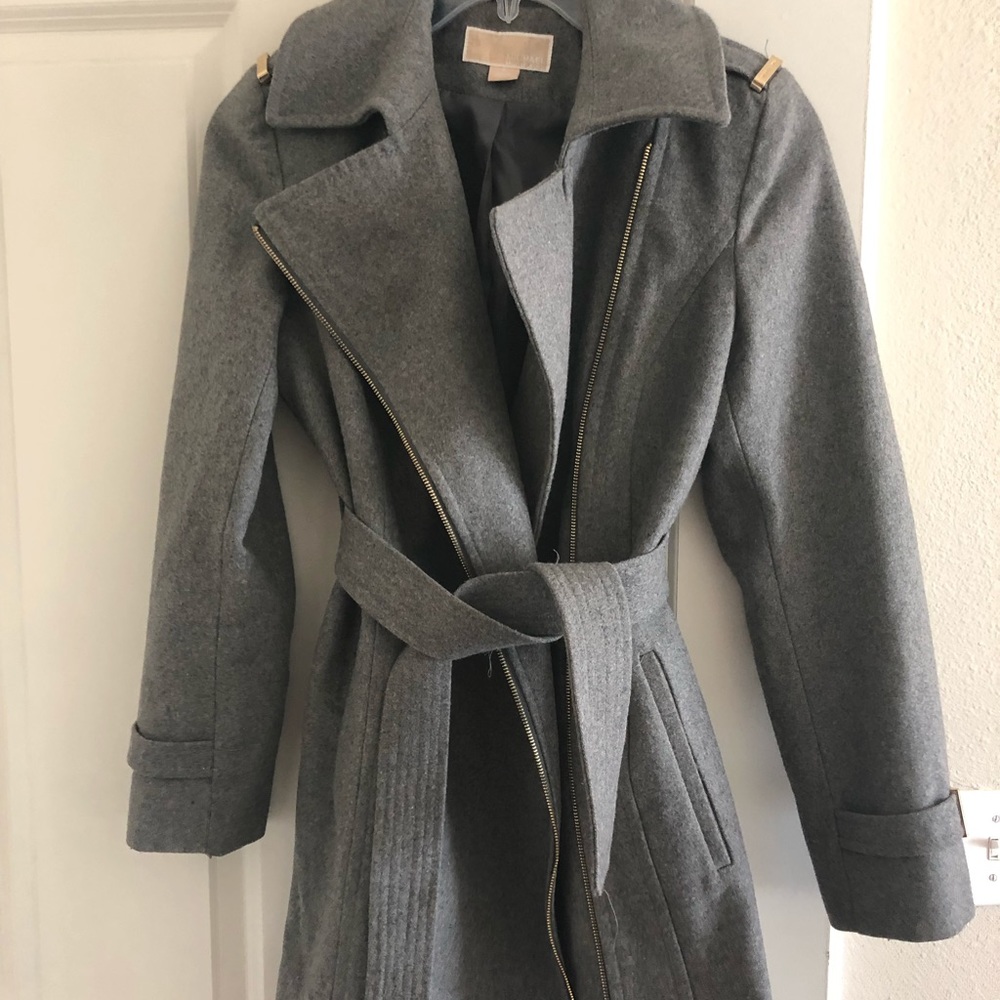 Michael Kors Belted Front-ZIP Trench Coat